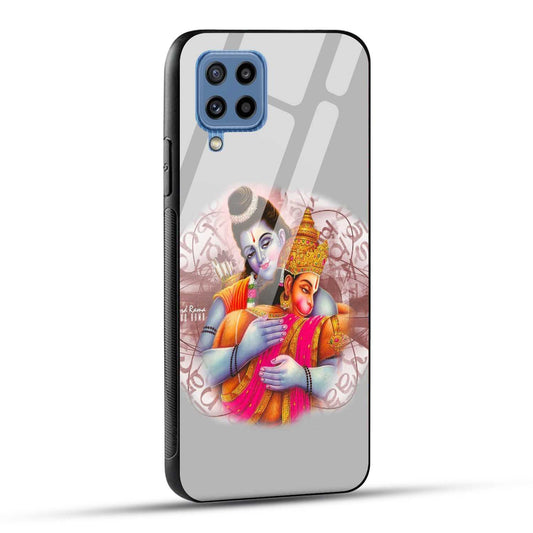 Samsung Galaxy M32 / Samsung Galaxy F22 Back Cover Hanuman and Ram Printed Glass Case