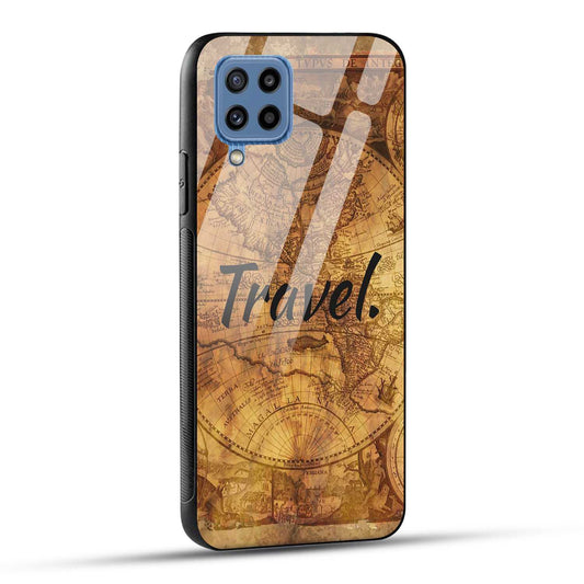 Samsung Galaxy M32 / Samsung Galaxy F22 Back Cover Travel Printed Glass Case