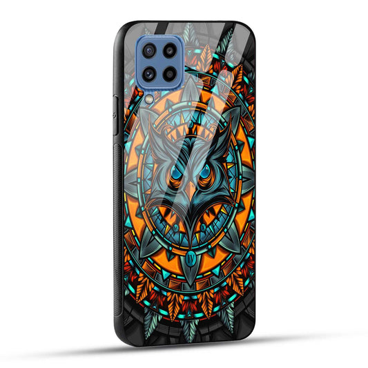 Samsung Galaxy M32 / Samsung Galaxy F22 Back Cover Attractive Owl Printed Glass Case