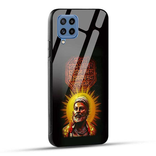 Samsung Galaxy M32 / F22 Back Cover Rajmudra and Shivaji Maharaj Glass Case