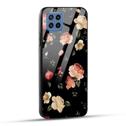 Samsung Galaxy M32 / Samsung Galaxy F22 Back Cover Flowers Froral Printed Glass Case