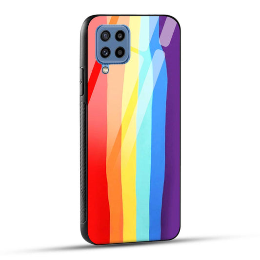Samsung Galaxy M32 / Samsung Galaxy F22 Back Cover Rainbow Color Printed Glass Case