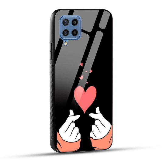 Samsung Galaxy M32 / Samsung Galaxy F22 Back Cover Love Expressing Printed Glass Case