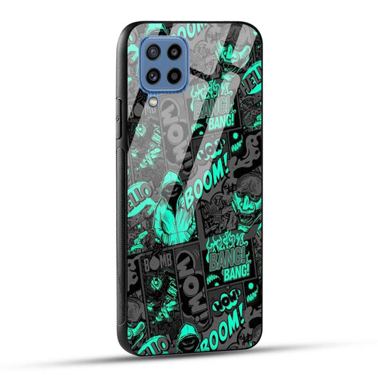 Samsung Galaxy M32 / Samsung Galaxy F22 Back Cover Boom Printed Glass Case