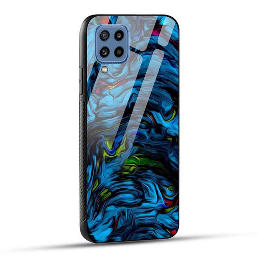 Samsung Galaxy M32 / F22 Back Cover Blue Abstract Glass Case