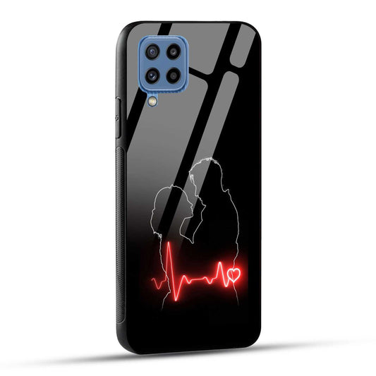 Samsung Galaxy M32 / Samsung Galaxy F22 Back Cover Couple Love Printed Glass Case