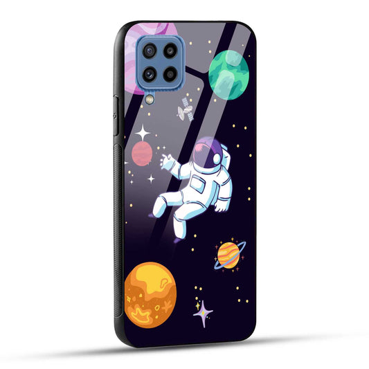 Samsung Galaxy M32 / Samsung Galaxy F22 Back Cover Colorful Illustration Astronaut Printed Glass Case