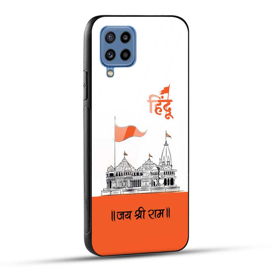 Samsung Galaxy M32 / Samsung Galaxy F22 Back Cover Jai Shree Ram Mandir Art Printed Glass Case