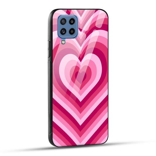 Samsung Galaxy M32 / Samsung Galaxy F22 Back Cover Love Hearts Printed Glass Case
