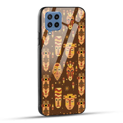 Samsung Galaxy M32 / Samsung Galaxy F22 Back Cover Tribal African Mask Printed Glass Case