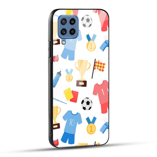 Samsung Galaxy M32 / Samsung Galaxy F22 Back Cover Love For Football Printed Glass Case