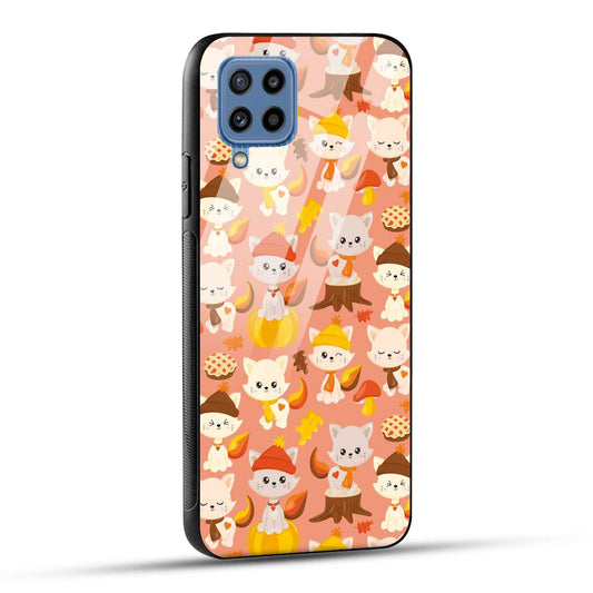 Samsung Galaxy M32 / Samsung Galaxy F22 Back Cover Cute Kittys Printed Glass Case