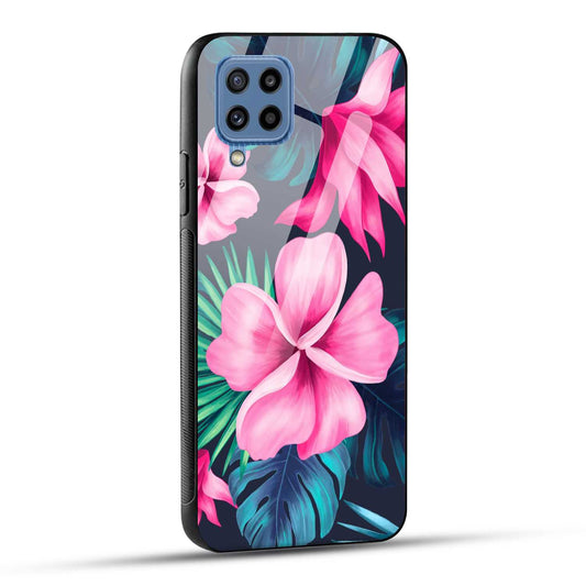 Samsung Galaxy M32 / Samsung Galaxy F22 Back Cover Retro Flowers  Printed Glass Case