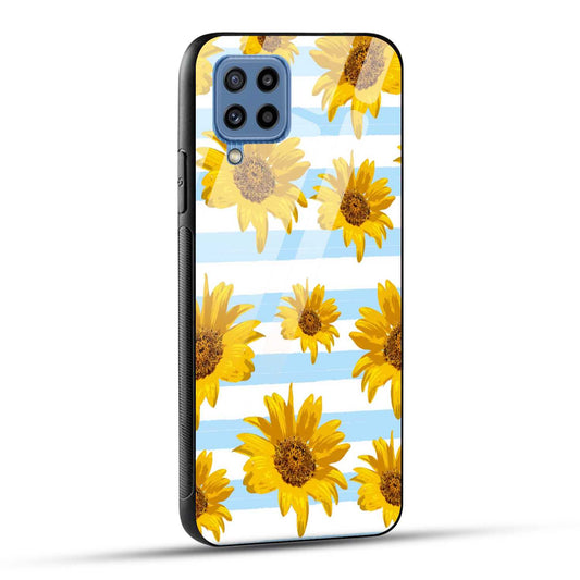 Samsung Galaxy M32 / Samsung Galaxy F22 Back Cover Beautiful Sunflower Doodle Printed Glass Case