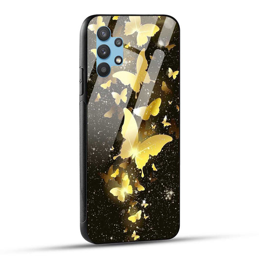 Samsung Galaxy M32 5G Back Cover Golden Butterfly Printed Glass Case