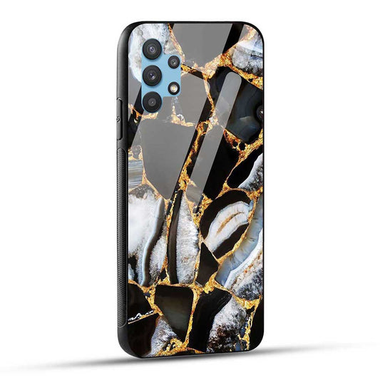 Samsung Galaxy A32 Back Cover Black Marble Glass Case