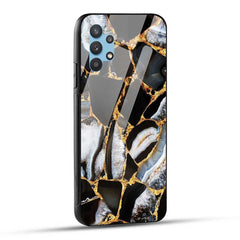 Samsung Galaxy A32 Back Cover Black Marble Glass Case
