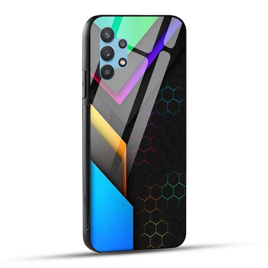 Samsung Galaxy A32 Back Cover Neon Abstract Glass Case
