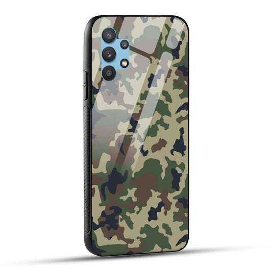 Samsung Galaxy A32 Back Cover Army Pattern Printed Glass Case