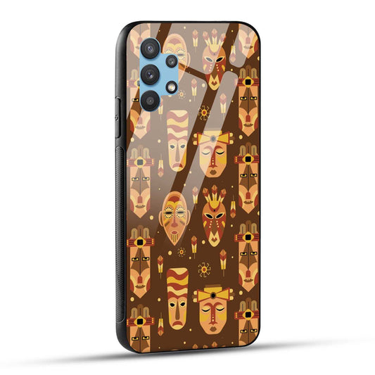 Samsung Galaxy M32 5G Back Cover Tribal African Mask Printed Glass Case