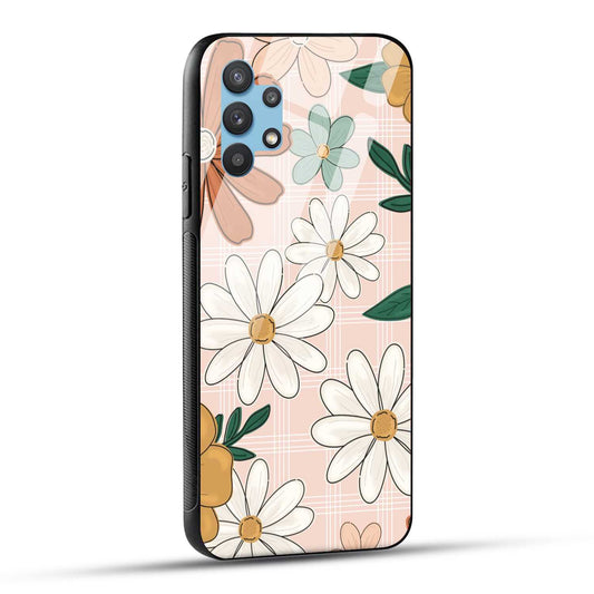 Samsung Galaxy A32 Back Cover Retro Flower Art Printed Glass Case