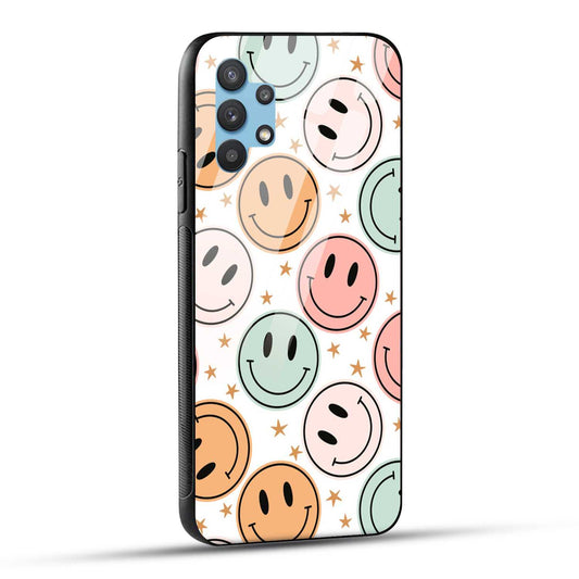 Samsung Galaxy A32 Back Cover Smiling Flowers And Stars Printed Glass Case