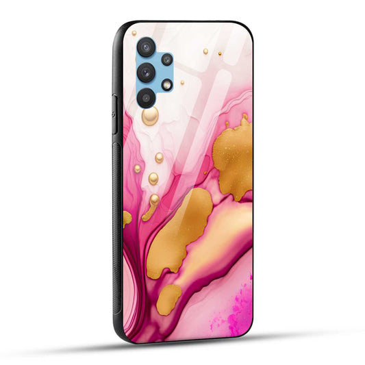 Samsung Galaxy M32 5G Back Cover Golden Marble Printed Glass Case