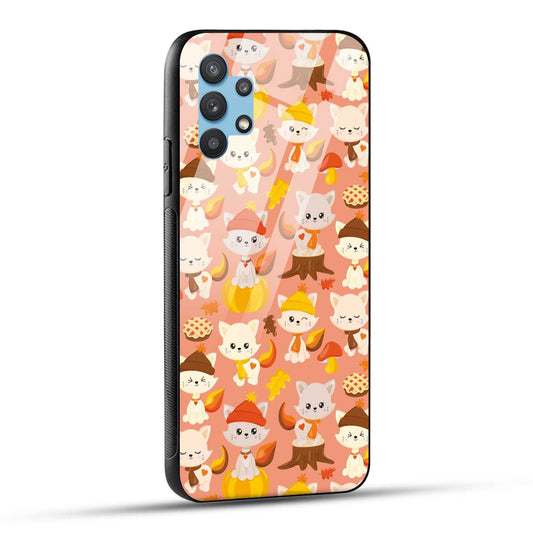 Samsung Galaxy A32 Back Cover Cute Kittys Printed Glass Case