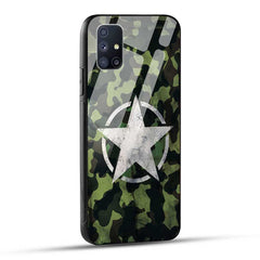 Samsung Galaxy M51 Back Cover Military Camouflage Star Glass Case