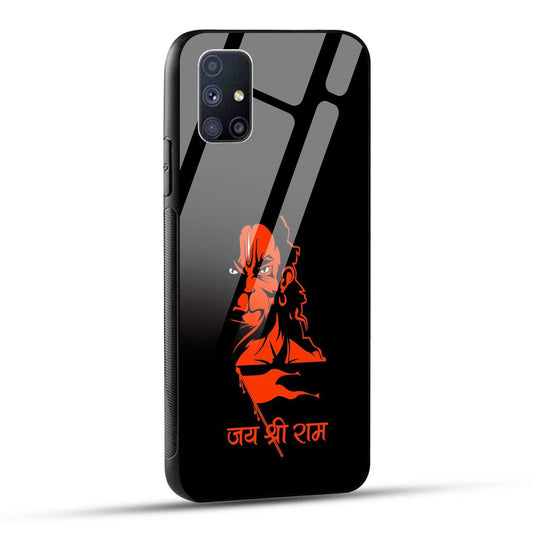 Samsung Galaxy M51 Back Cover Jay Shree Ram Bajrangballi Hanuman Printed Glass Case