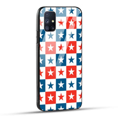 Samsung Galaxy M51 Back Cover Blue And Red Star Print Printed Glass Case