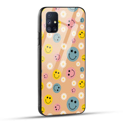 Samsung Galaxy M51 Back Cover Smiley And Flowers Printed Glass Case