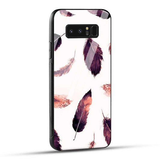 Samsung Galaxy Note 8 Back Cover Beautiful Feathers Glass Case