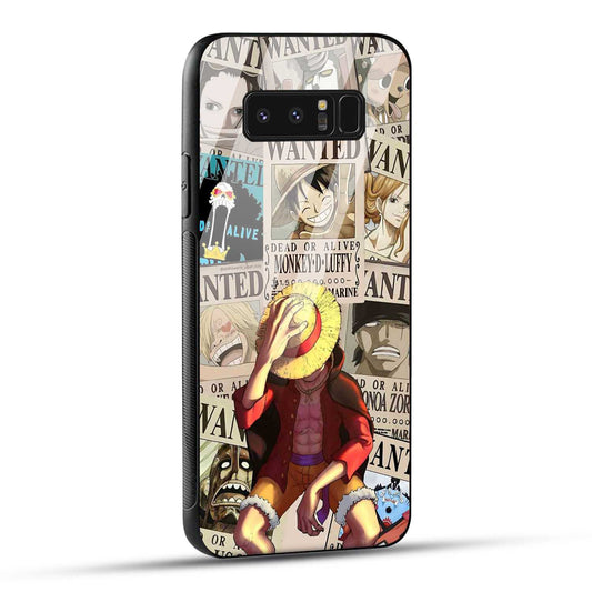 Samsung Galaxy Note 8 Back Cover Anime One Piece Wanted Luffy  Printed Glass Case