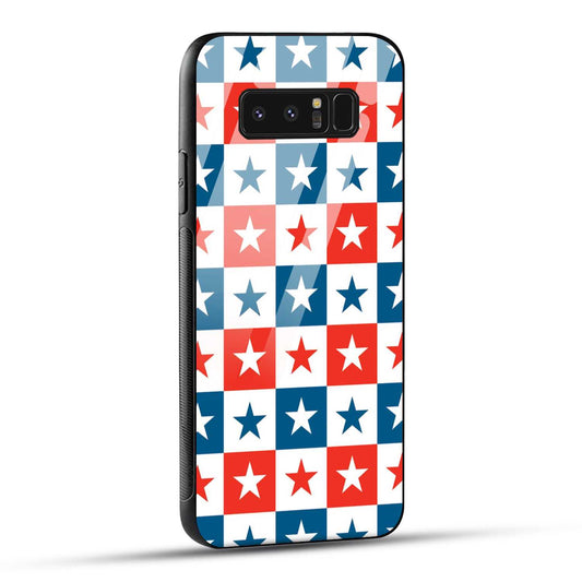 Samsung Galaxy Note 8 Back Cover Blue And Red Star Print Printed Glass Case