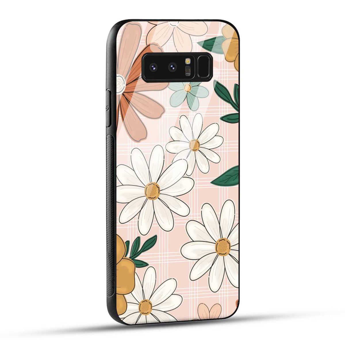 Samsung Galaxy Note 8 Back Cover Retro Flower Art Printed Glass Case