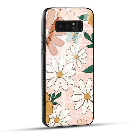 Samsung Galaxy Note 8 Back Cover Retro Flower Art Printed Glass Case