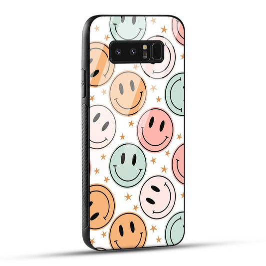 Samsung Galaxy Note 8 Back Cover Smiling Flowers And Stars Printed Glass Case