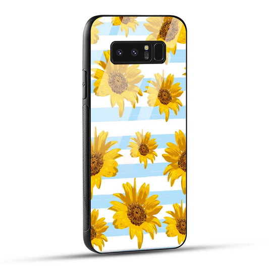 Samsung Galaxy Note 8 Back Cover Beautiful Sunflower Doodle Printed Glass Case