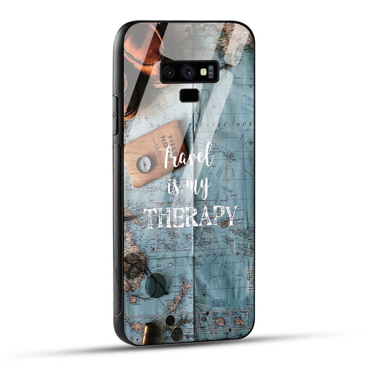 Samsung Galaxy Note 9 Back Cover Travel Is My Therapy Printed Glass Case