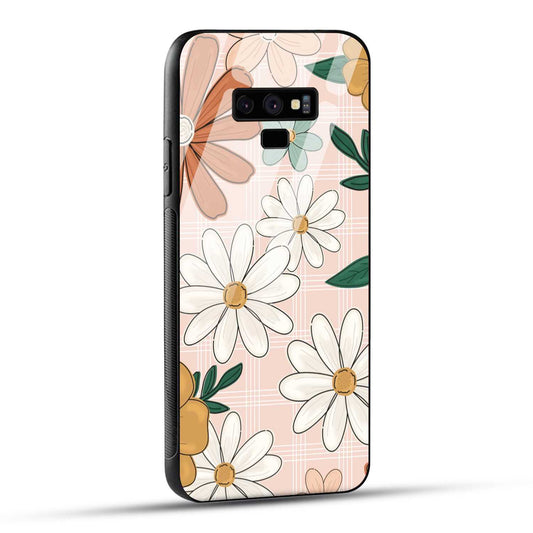 Samsung Galaxy Note 9 Back Cover Retro Flower Art Printed Glass Case