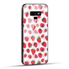 Samsung Galaxy Note 9 Back Cover Doodle Of Strawberries Printed Glass Case