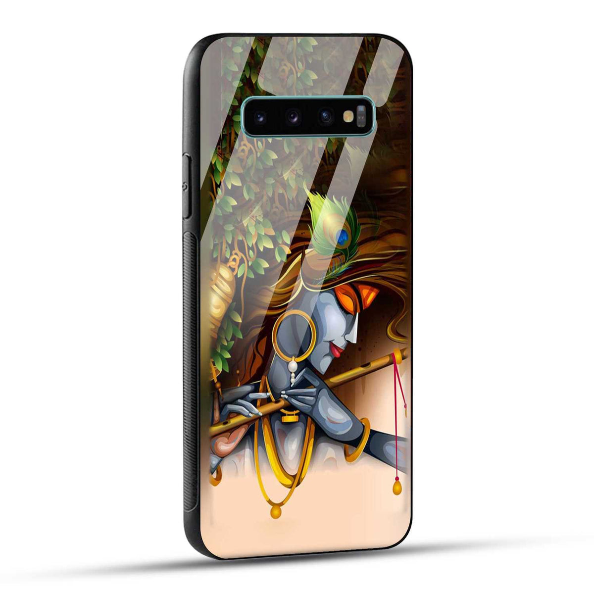 Samsung Galaxy S10 Plus Back Cover Lord Krishna with Flute Printed Glass Case