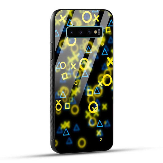 Samsung Galaxy S10 Plus Back Cover Yellow Geometric Glass Case