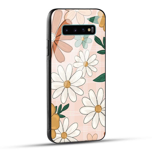 Samsung Galaxy S10 Plus Back Cover Retro Flower Art Printed Glass Case