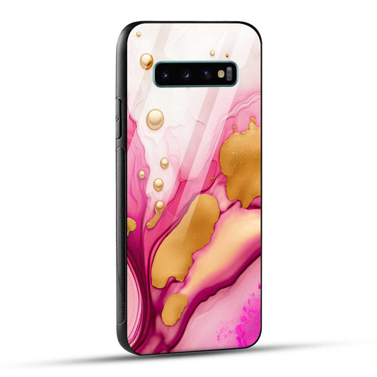 Samsung Galaxy S10 Plus Back Cover Golden Marble Printed Glass Case