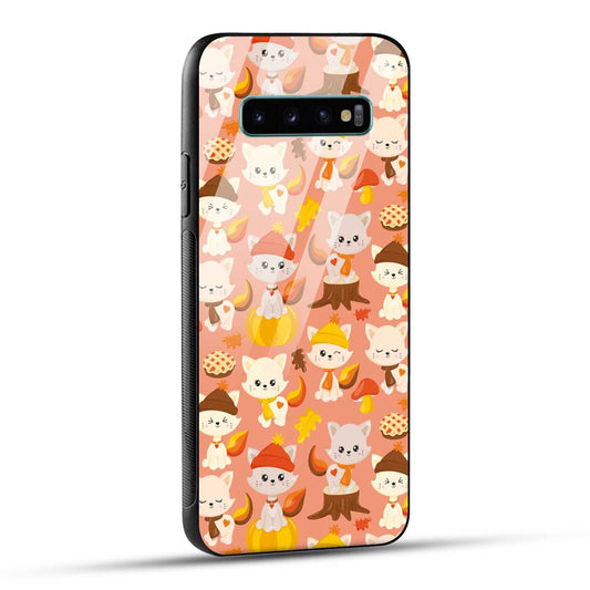 Samsung Galaxy S10 Plus Back Cover Cute Kittys Printed Glass Case