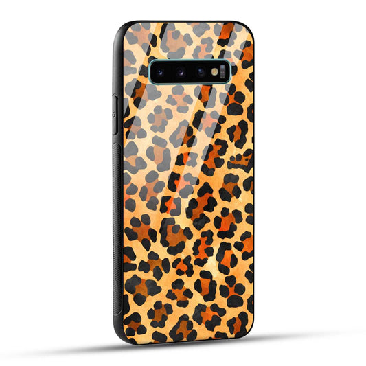 Samsung Galaxy S10 Plus Back Cover Leopard Pattern Printed Glass Case