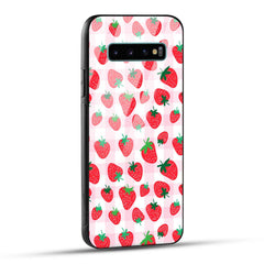 Samsung Galaxy S10 Plus Back Cover Doodle Of Strawberries Printed Glass Case