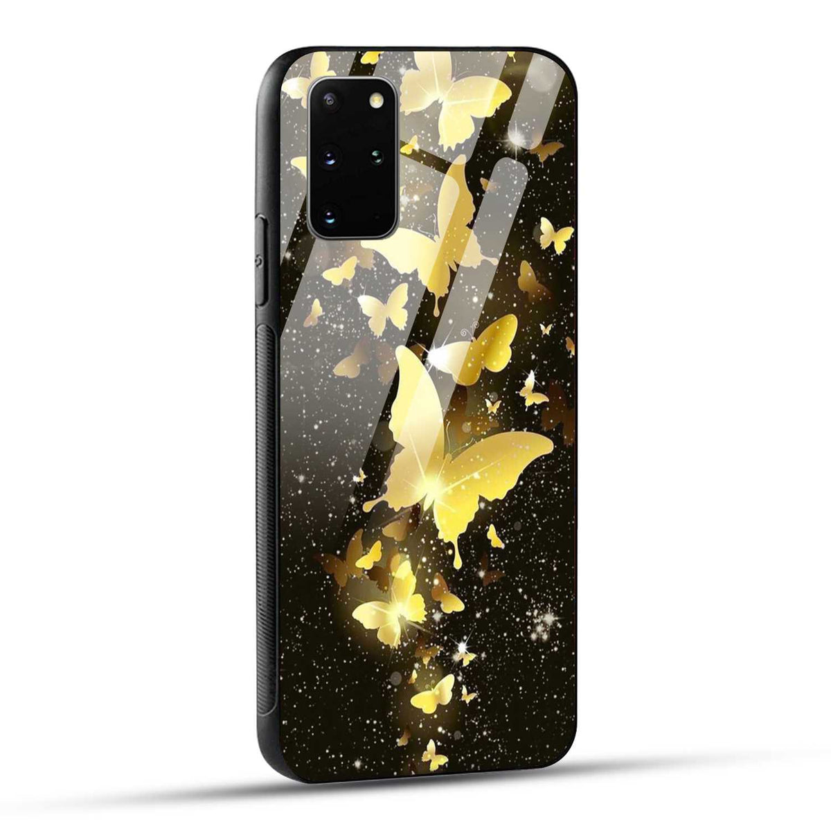 Samsung Galaxy S20 Plus Back Cover Golden Butterfly Printed Glass Case